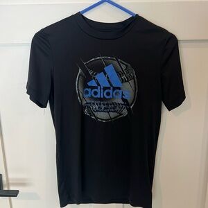 Adidas big boys Black and Blue Graphic Tee